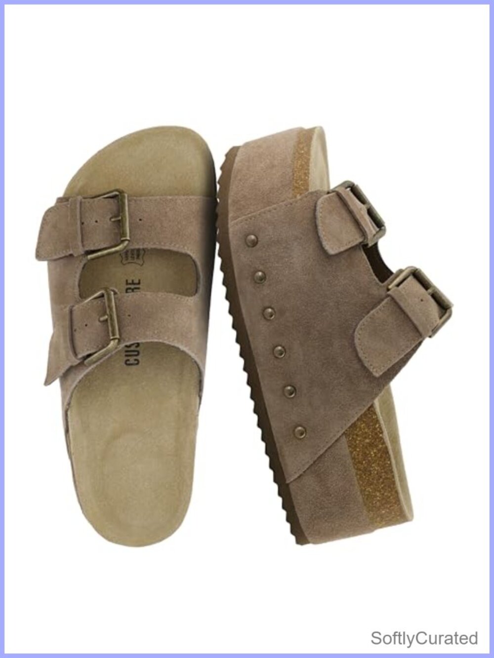 CUSHIONAIRE Guru Platform Sandals Suede Leather Studded Slide